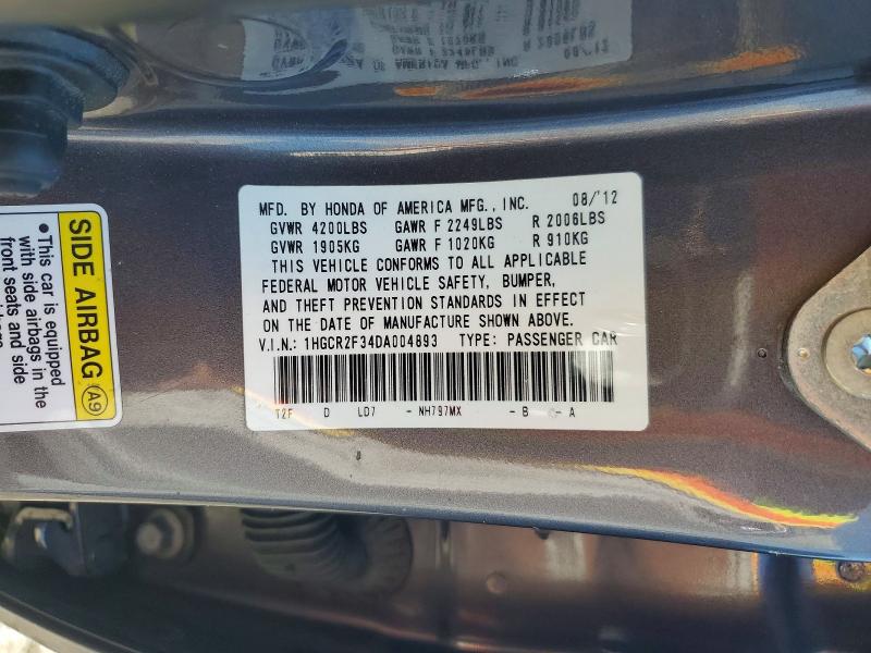 Aukcja sprzedaży 2013 Honda Accord, vin: 1HGCR2F34DA004893, numer aukcji: 62546306