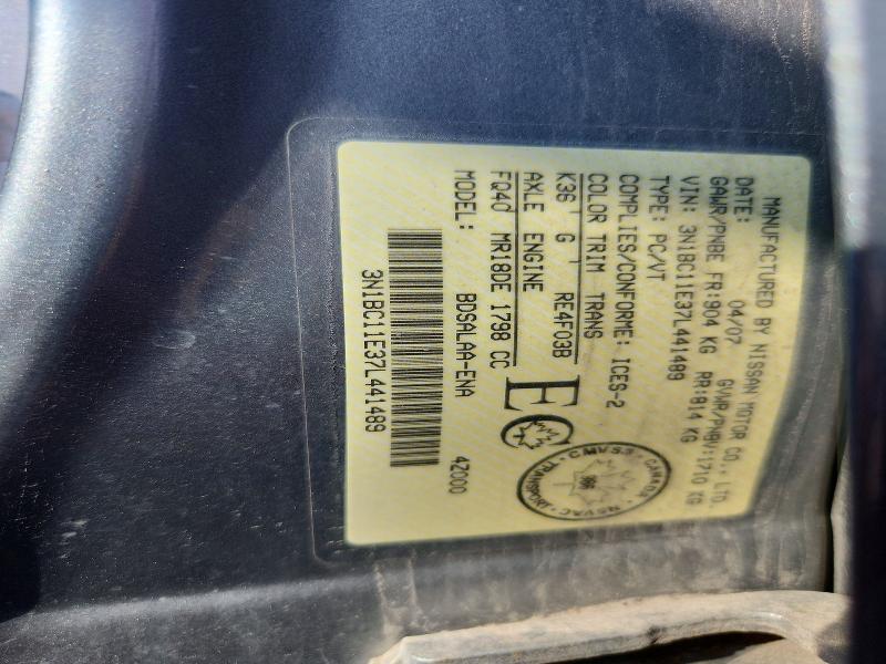 Aukcja sprzedaży 2007 Nissan Versa, vin: 3N1BC11E37L441489, numer aukcji: 62588326