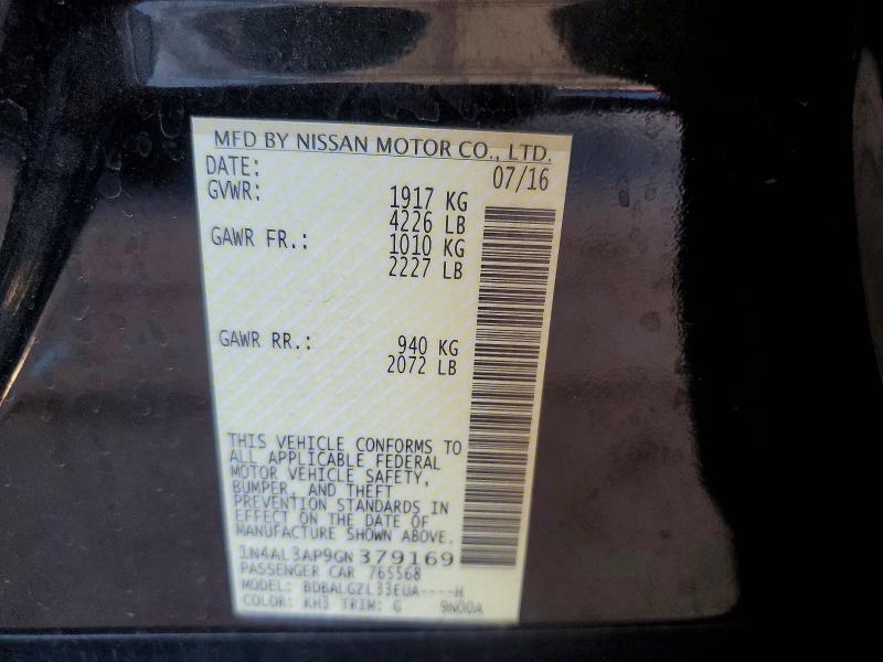 Aukcja sprzedaży 2016 Nissan Altima, vin: 1N4AL3AP9GN379169, numer aukcji: 60002926
