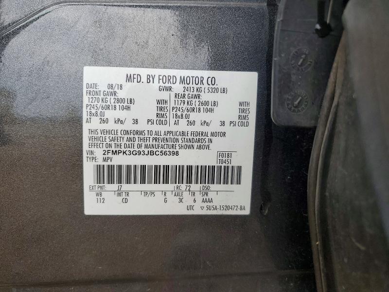 Продажа на аукционе авто 2018 Ford Edge, vin: 2FMPK3G93JBC56398, номер лота: 63231186