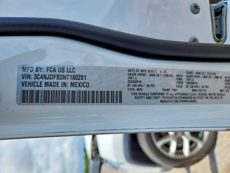 Aukcja sprzedaży 2022 Jeep Compass, vin: 3C4NJDFB3NT180281, numer aukcji: 62887226