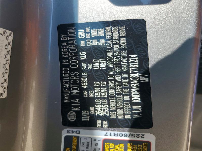 59321846 :رقم المزاد ، KNDPM3AC8L7781214 vin ، 2020 Kia Sportage مزاد بيع