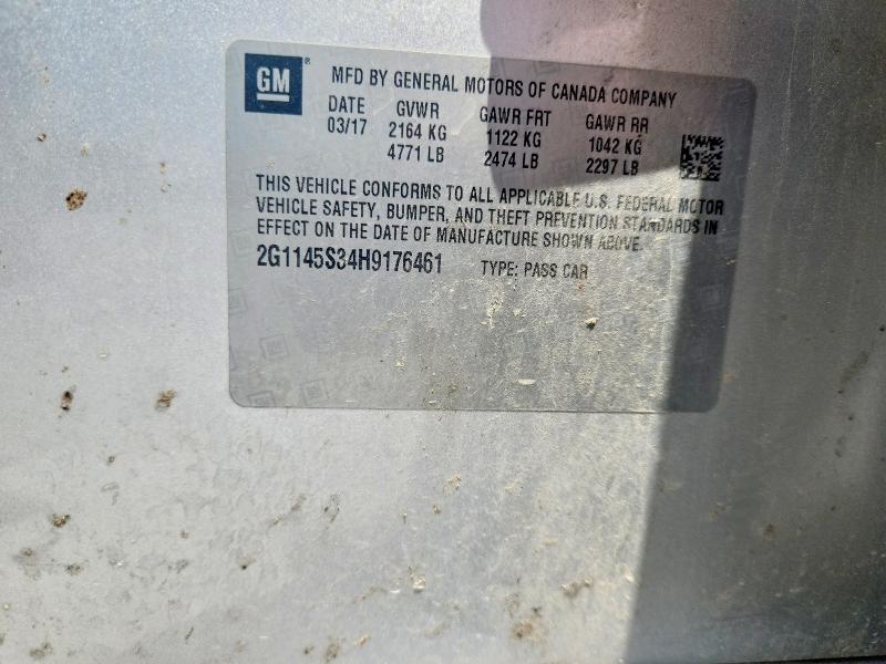 60249536 :رقم المزاد ، 2G1145S34H9176461 vin ، 2017 Chevrolet Impala مزاد بيع