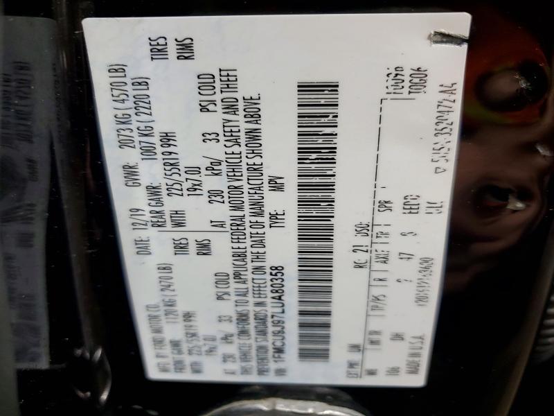Продажа на аукционе авто 2020 Ford Escape, vin: 1FMCU9J97LUA80358, номер лота: 61247316