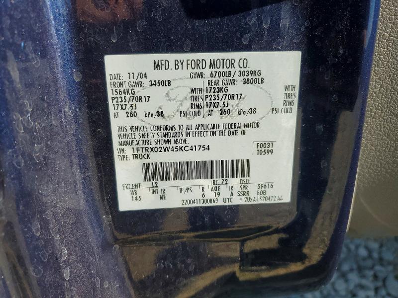 Aukcja sprzedaży 2005 Ford F150, vin: 1FTRX02W45KC41754, numer aukcji: 63201756
