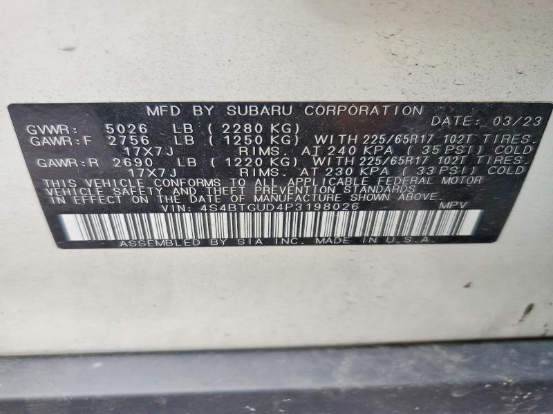 Aukcja sprzedaży 2023 Subaru Outback, vin: 4S4BTGUD4P3198026, numer aukcji: 59740606