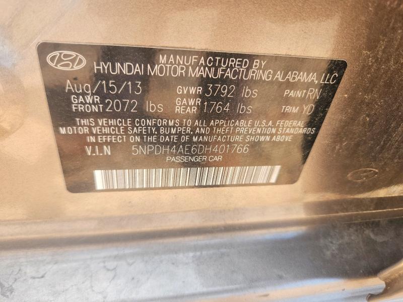 Продажа на аукционе авто 2013 Hyundai Elantra, vin: 5NPDH4AE6DH401766, номер лота: 60675526