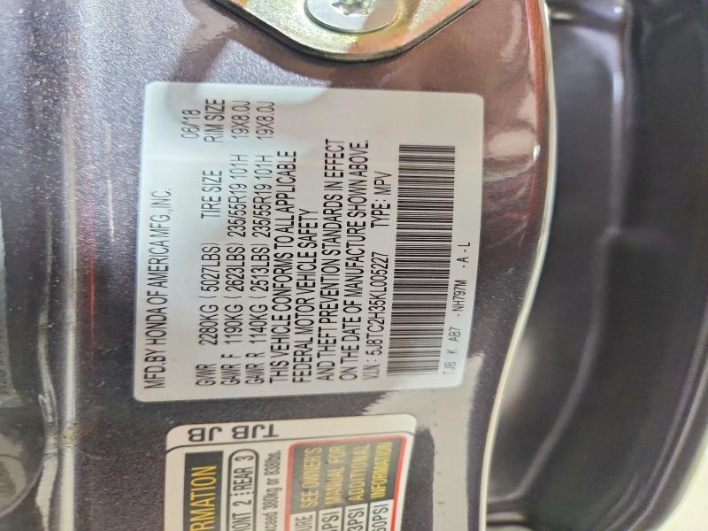 2019 Acura Rdx მანქანა იყიდება აუქციონზე, vin: 5J8TC2H35KL005227, აუქციონის ნომერი: 60945256