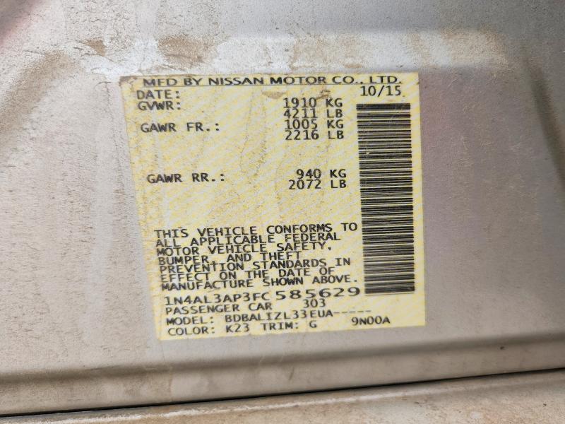 60644226 :رقم المزاد ، 1N4AL3AP3FC585629 vin ، 2015 Nissan Altima مزاد بيع