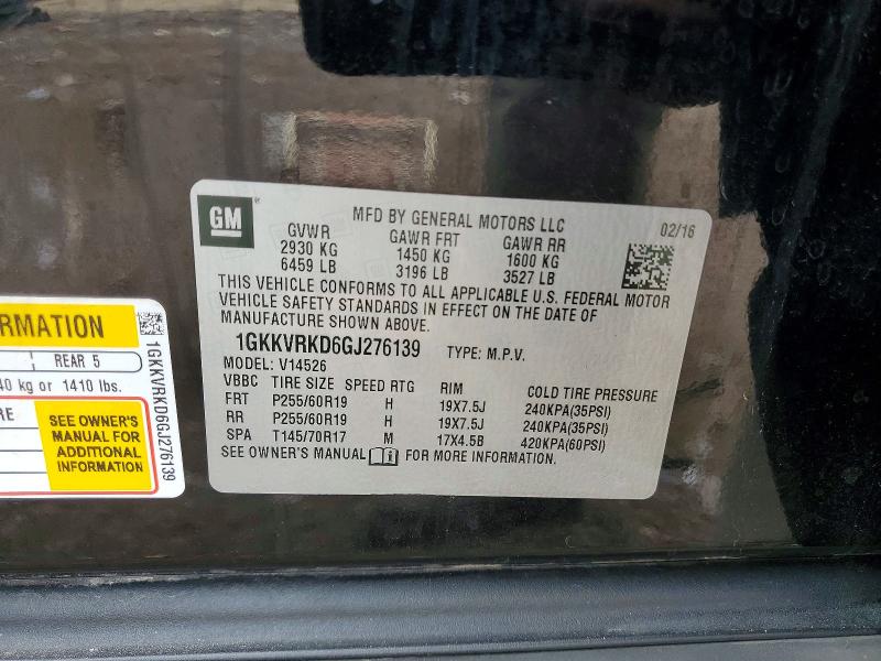 Aukcja sprzedaży 2016 Gmc Acadia, vin: 1GKKVRKD6GJ276139, numer aukcji: 62157956