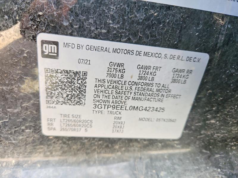 Продаж на аукціоні авто 2021 Gmc Sierra, vin: 3GTP9EEL0MG423425, номер лоту: 60186306