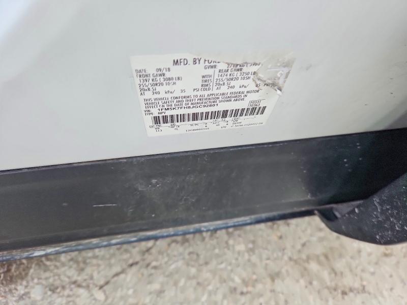 2018 Ford Explorer მანქანა იყიდება აუქციონზე, vin: 1FM5K7FH8JGC92801, აუქციონის ნომერი: 59146486