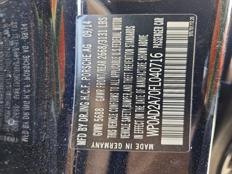 61624736 :رقم المزاد ، WP0AD2A70FL040716 vin ، 2015 Porsche Panamera مزاد بيع