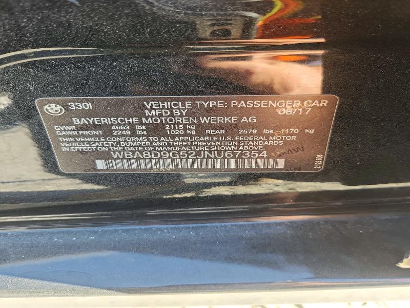 Продаж на аукціоні авто 2018 Bmw 330, vin: WBA8D9G52JNU67354, номер лоту: 61755316