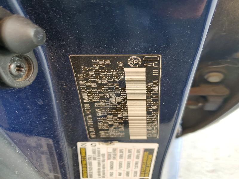 Aukcja sprzedaży 2007 Toyota Corolla, vin: 2T1BR32E07C781160, numer aukcji: 59892466
