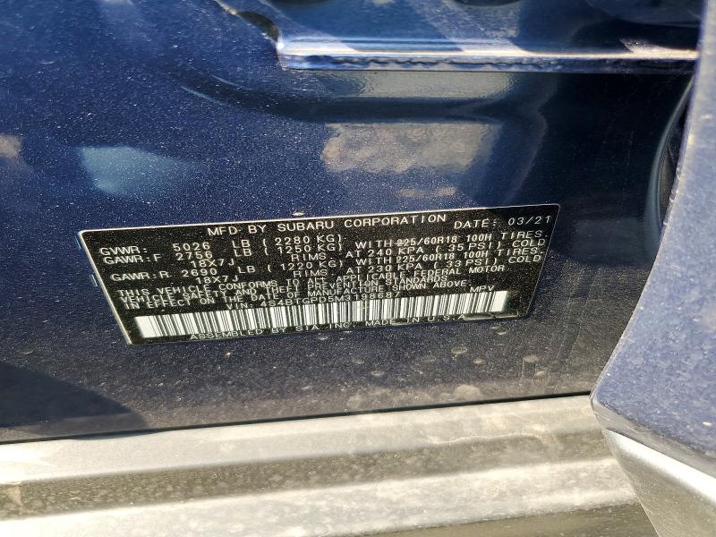 Продаж на аукціоні авто 2021 Subaru Outback, vin: 4S4BTGPD5M3198687, номер лоту: 59914026