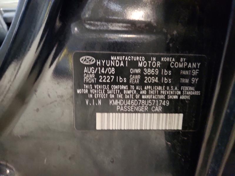 Продажа на аукционе авто 2008 Hyundai Elantra, vin: KMHDU46D78U571749, номер лота: 61985916