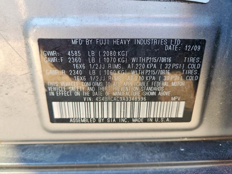 Продажа на аукционе авто 2010 Subaru Outback, vin: 4S4BRCAC9A3348996, номер лота: 62226496