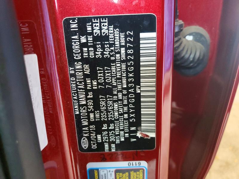 Продажа на аукционе авто 2019 Kia Sorento, vin: 5XYPGDA33KG528722, номер лота: 59344156