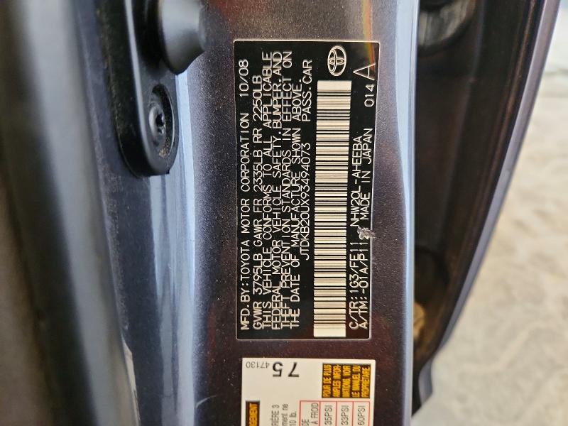 Aukcja sprzedaży 2009 Toyota Prius, vin: JTDKB20UX93494073, numer aukcji: 59348226