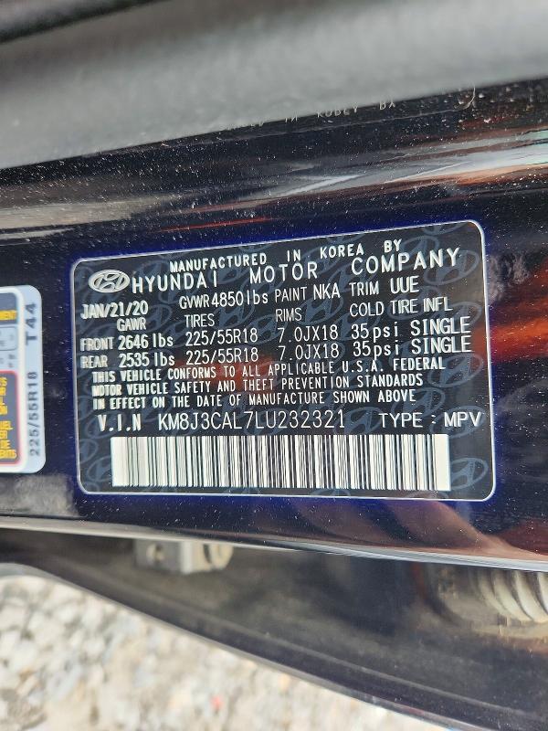 Продажа на аукционе авто 2020 Hyundai Tucson, vin: KM8J3CAL7LU232321, номер лота: 60286426