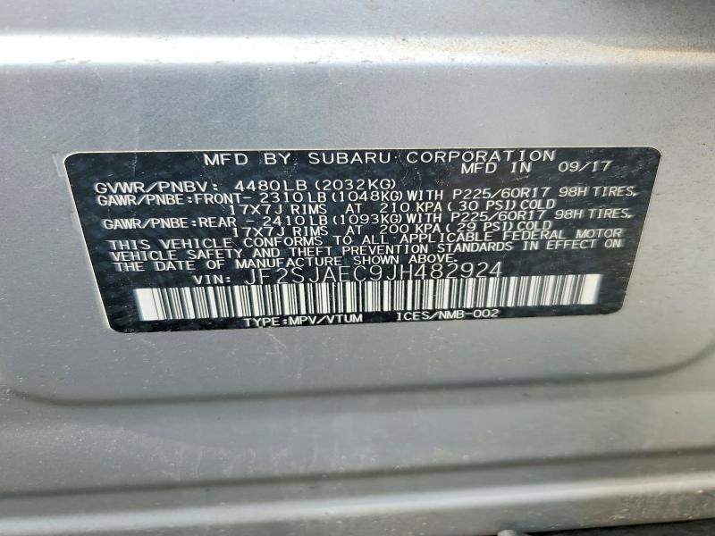 Aukcja sprzedaży 2018 Subaru Forester, vin: JF2SJAEC9JH482924, numer aukcji: 63164486