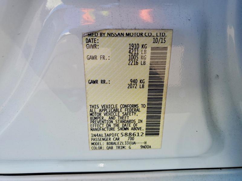 60545666 :رقم المزاد ، 1N4AL3AP1FC588612 vin ، 2015 Nissan Altima مزاد بيع