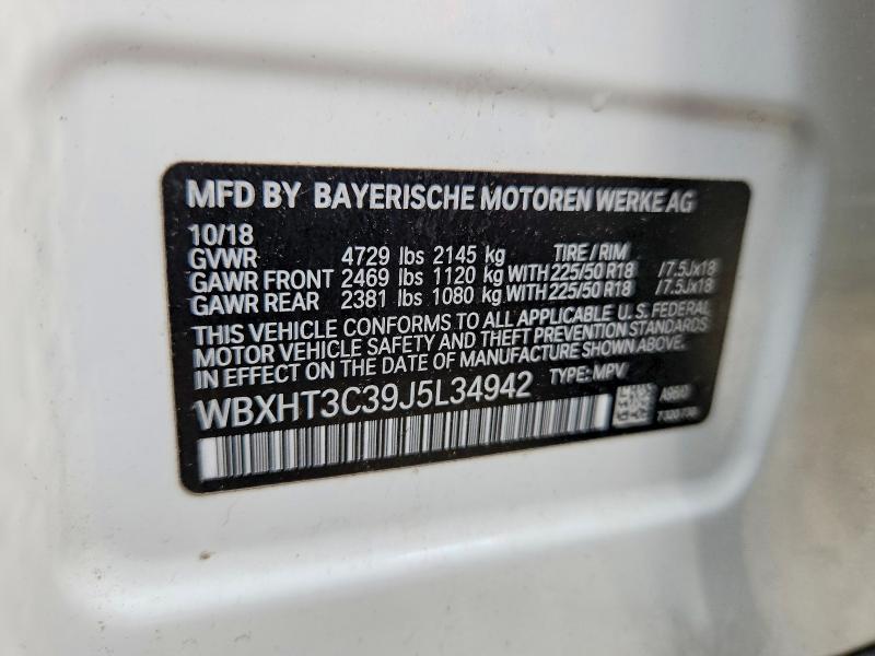 Aukcja sprzedaży 2018 Bmw X1, vin: WBXHT3C39J5L34942, numer aukcji: 62063736