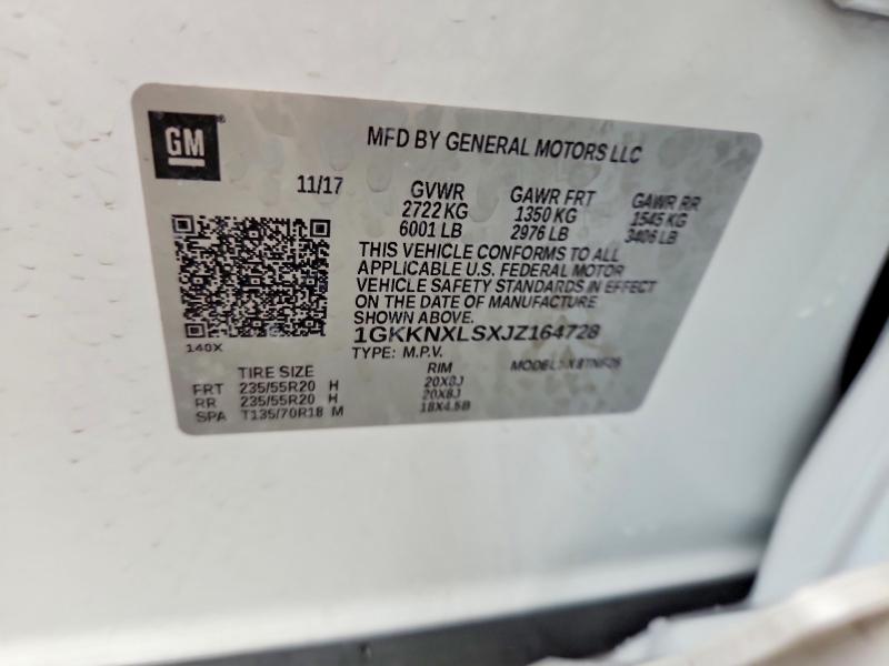 62905356 :رقم المزاد ، 1GKKNXLSXJZ164728 vin ، 2018 Gmc Acadia مزاد بيع