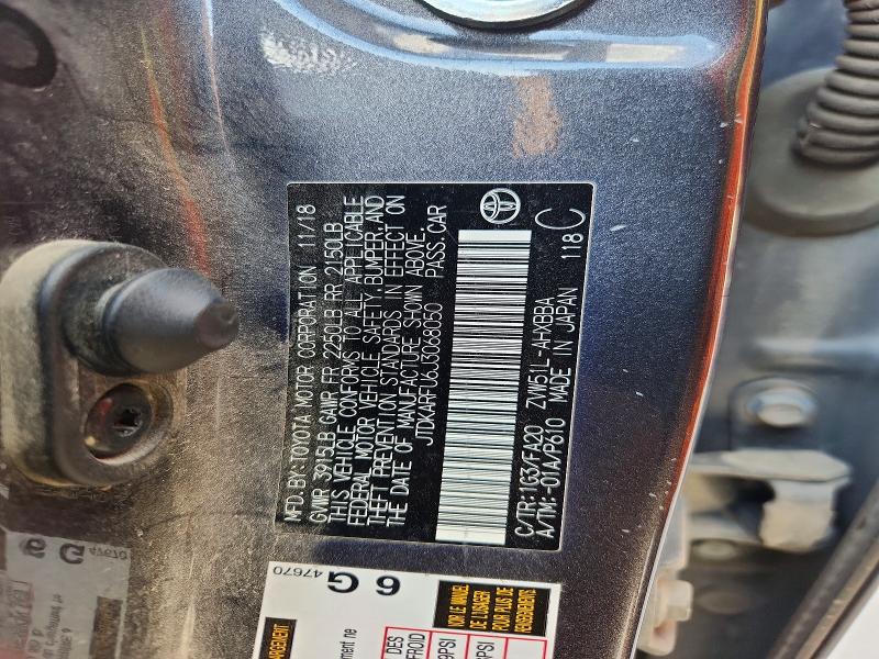 2018 Toyota Prius მანქანა იყიდება აუქციონზე, vin: JTDKARFU6J3068050, აუქციონის ნომერი: 60488996