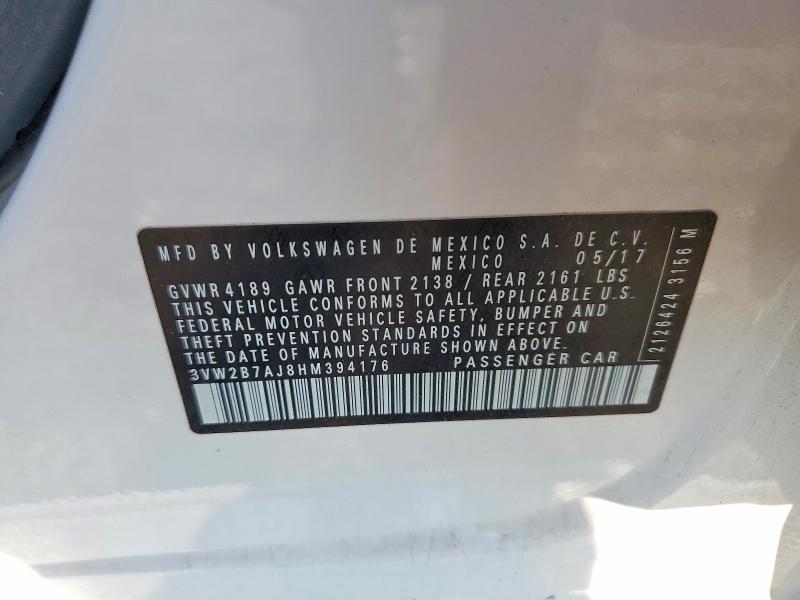 Продажа на аукционе авто 2017 Volkswagen Jetta, vin: 3VW2B7AJ8HM394176, номер лота: 58444866