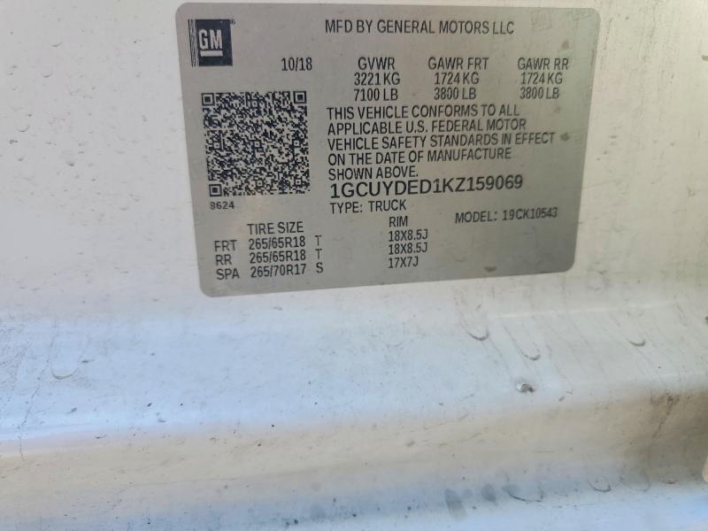 58930816 :رقم المزاد ، 1GCUYDED1KZ159069 vin ، 2019 Chevrolet Silverado مزاد بيع