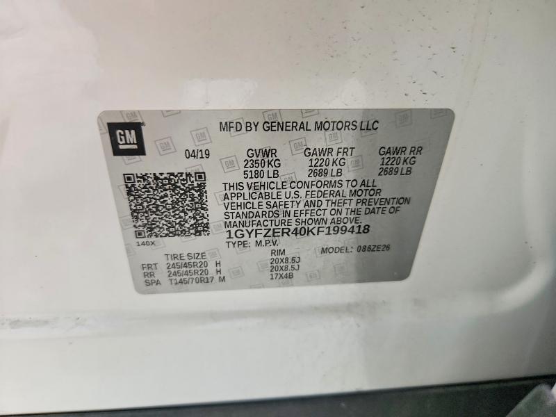 60556536 :رقم المزاد ، 1GYFZER40KF199418 vin ، 2019 Cadillac Xt4 مزاد بيع