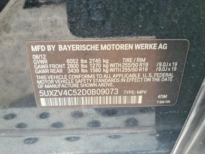 Aukcja sprzedaży 2013 Bmw X5, vin: 5UXZV4C52D0B09073, numer aukcji: 62519186