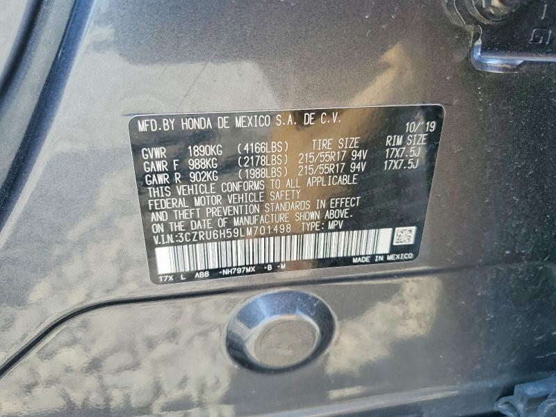 61416516 :رقم المزاد ، 3CZRU6H59LM701498 vin ، 2020 Honda Hr-v مزاد بيع