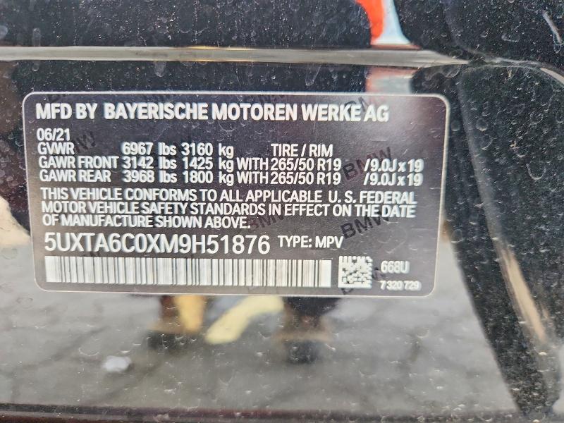 Aukcja sprzedaży 2021 Bmw X5, vin: 5UXTA6C0XM9H51876, numer aukcji: 62030736