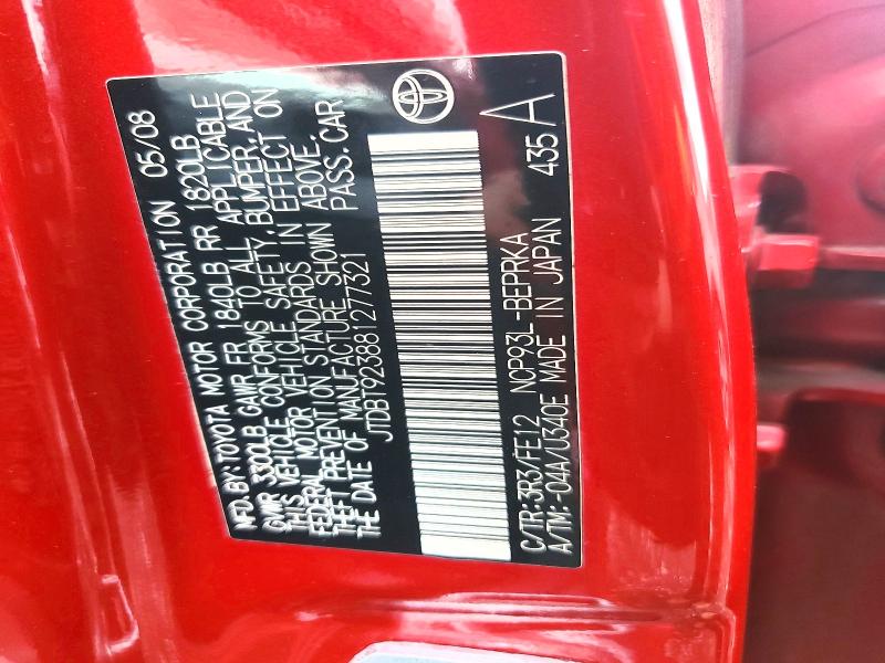 Продаж на аукціоні авто 2008 Toyota Yaris, vin: JTDBT923881277321, номер лоту: 58974516