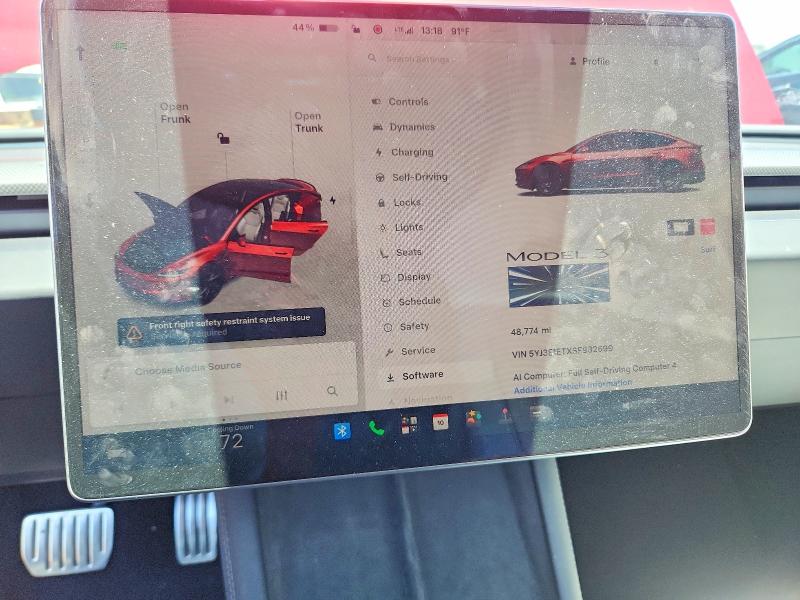 60524296 :رقم المزاد ، 5YJ3E1ETXSF932699 vin ، 2025 Tesla Model 3 مزاد بيع