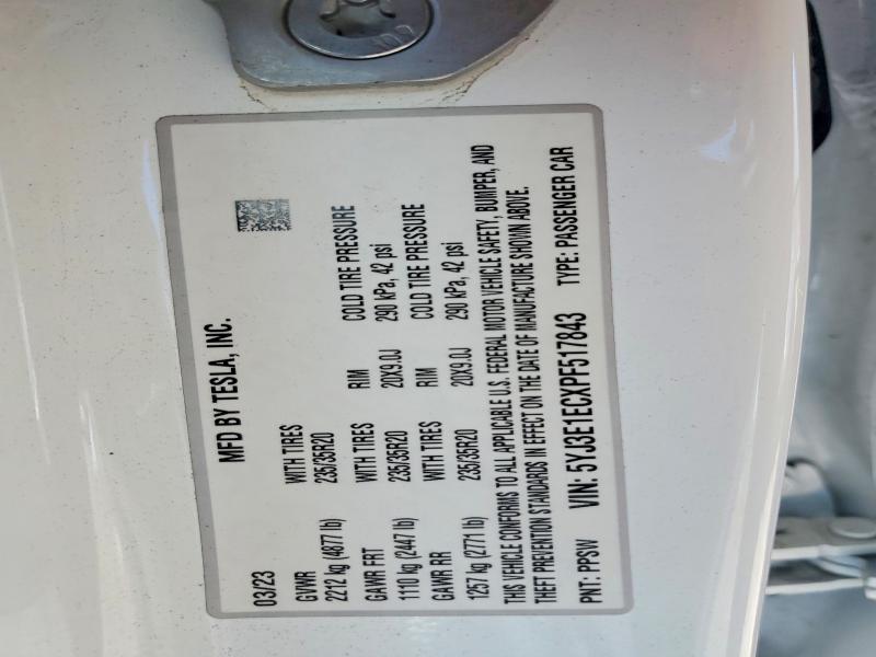 Aukcja sprzedaży 2023 Tesla Model 3, vin: 5YJ3E1ECXPF517843, numer aukcji: 61970066