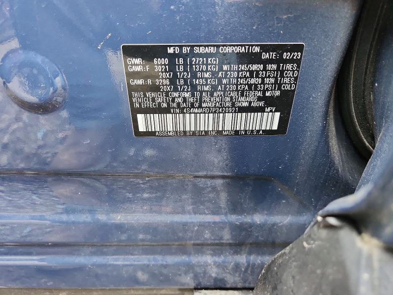 Aukcja sprzedaży 2023 Subaru Ascent, vin: 4S4WMARD7P3420921, numer aukcji: 59329106