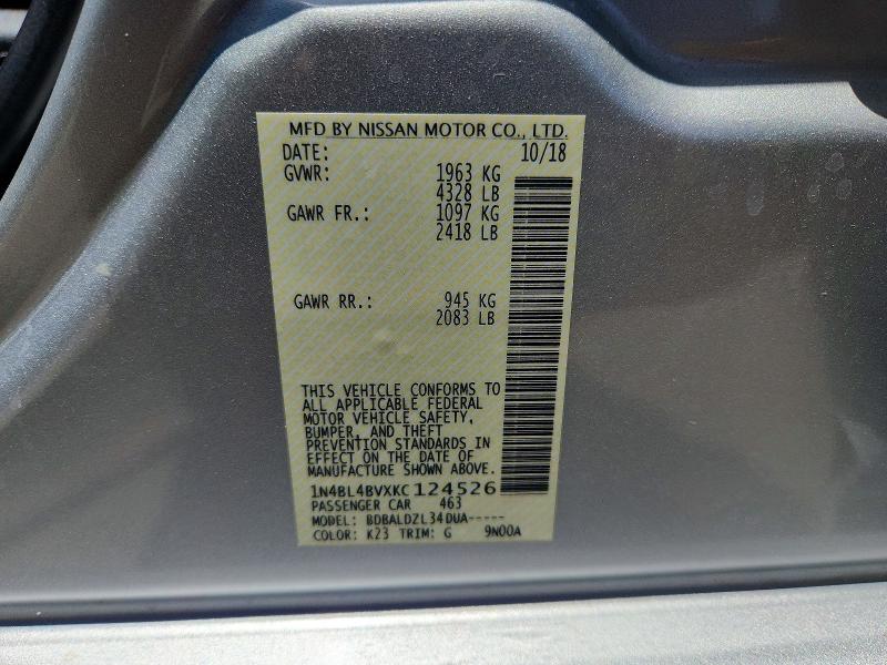 Продажа на аукционе авто 2019 Nissan Altima, vin: 1N4BL4BVXKC124526, номер лота: 61547876