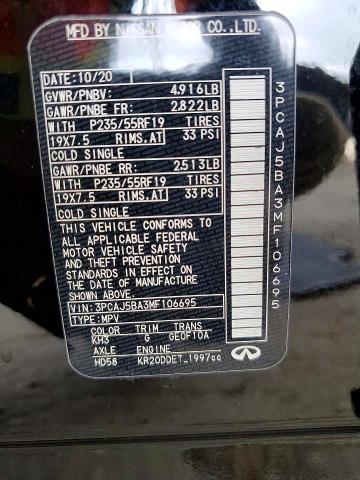 Продаж на аукціоні авто 2021 Infiniti Qx50, vin: 3PCAJ5BA3MF106695, номер лоту: 62351456