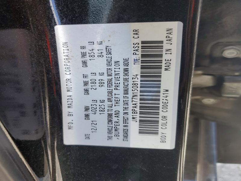 61721156 :رقم المزاد ، JM1BPAA77N1508134 vin ، 2022 Mazda 3 مزاد بيع