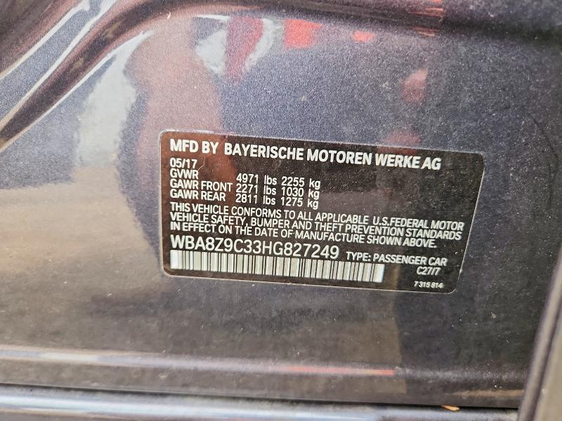 61389656 :رقم المزاد ، WBA8Z9C33HG827249 vin ، 2017 Bmw 330 مزاد بيع