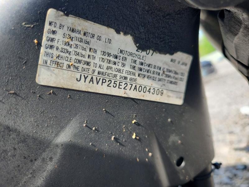 Продажа на аукционе авто 2007 Yamaha Xvs1300, vin: JYAVP25E27A004309, номер лота: 62408306