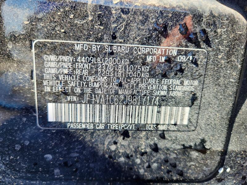 2018 Subaru Wrx მანქანა იყიდება აუქციონზე, vin: JF1VA1C62J9817174, აუქციონის ნომერი: 61796946
