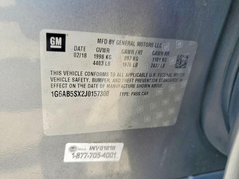2018 Cadillac Ats მანქანა იყიდება აუქციონზე, vin: 1G6AB5SX2J0157300, აუქციონის ნომერი: 63247326