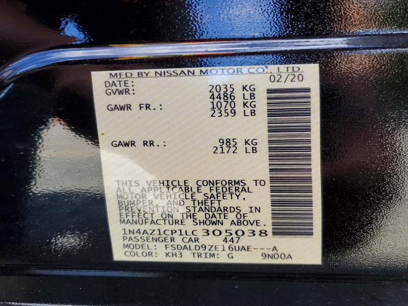 59998456 :رقم المزاد ، 1N4AZ1CP1LC305038 vin ، 2020 Nissan Leaf مزاد بيع