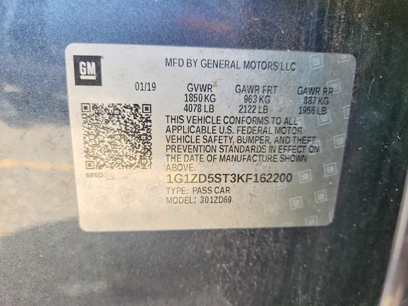 61379186 :رقم المزاد ، 1G1ZD5ST3KF162200 vin ، 2019 Chevrolet Malibu مزاد بيع