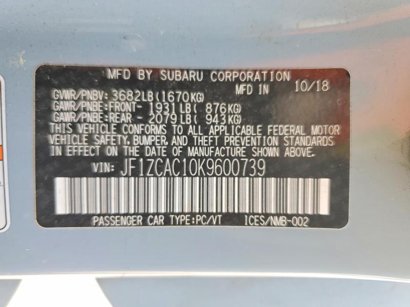 Aukcja sprzedaży 2019 Subaru Brz, vin: JF1ZCAC10K9600739, numer aukcji: 60220376